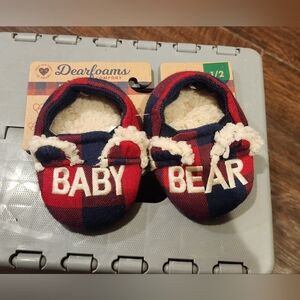 Dearfoams Kids Red and Blue Plaid Slippers